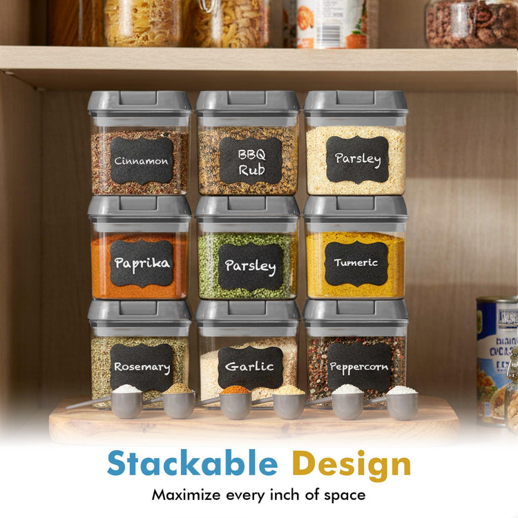9PC (0.5L, 2.1 Cup, 17oz) Airtight Food Storage Containers + 6 Spoons (9 Count)