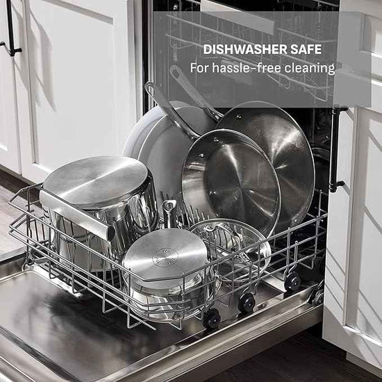 T-Fal Gourmet 11" & 12" Stainless Steel Pan Set, Induction Compatible, Dishwasher Safe, Oven Safe to 500°F, Skillet Set, Frying Pans, Silver