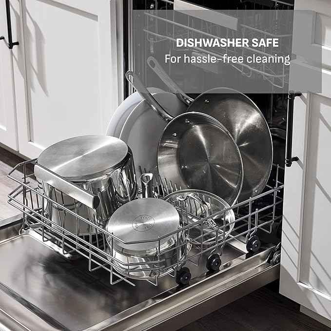 T-Fal Gourmet 11" & 12" Stainless Steel Pan Set, Induction Compatible, Dishwasher Safe, Oven Safe to 500°F, Skillet Set, Frying Pans, Silver