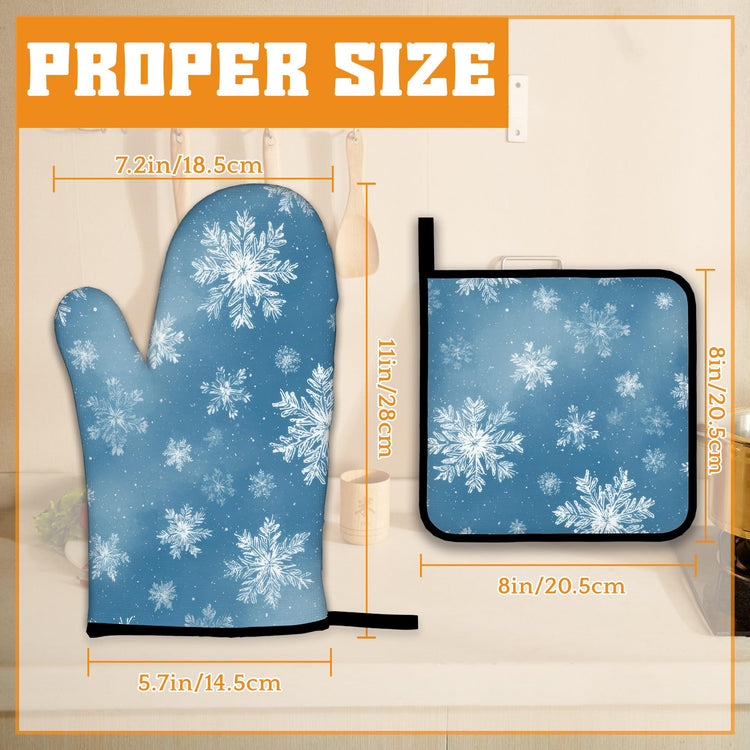 Snowflakes Oven Mitts and Pot Holders (4 Count)