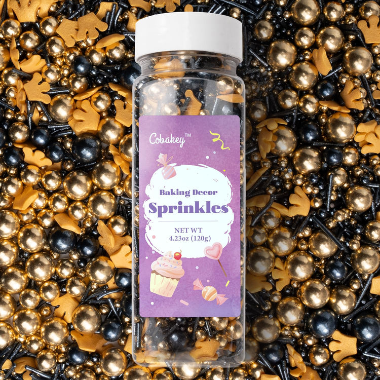Royal Crown Black and Gold Sprinkles for Cake Decorating 4.23ounce (4.23 Ounce)