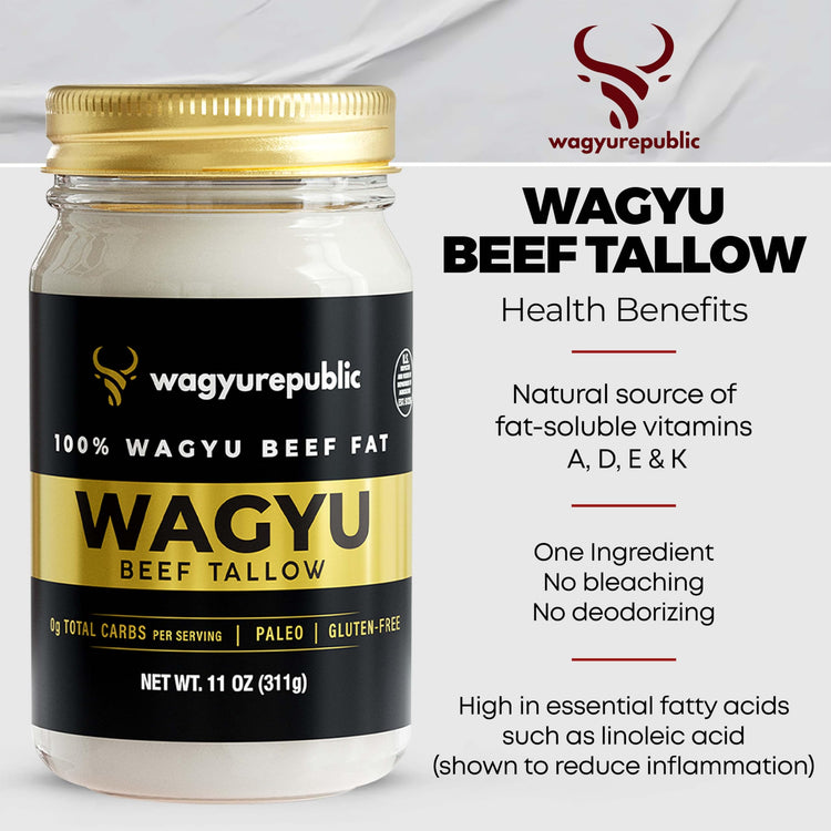 Wagyu Republic Beef Tallow ⎸ Grass Fed Wagyu Beef Tallow (32 Ounce)