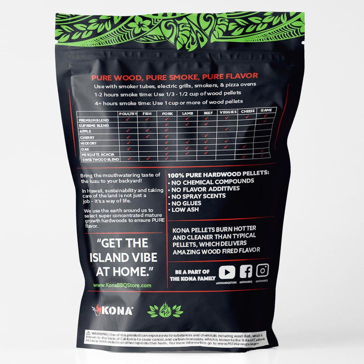 Kona 100% Apple Wood Pellets - Concentrated, Pure, Old Growth Hardwood Grilling Pellets - for BBQ, Smoker Tubes, Grills - 8 lbs 100% Apple