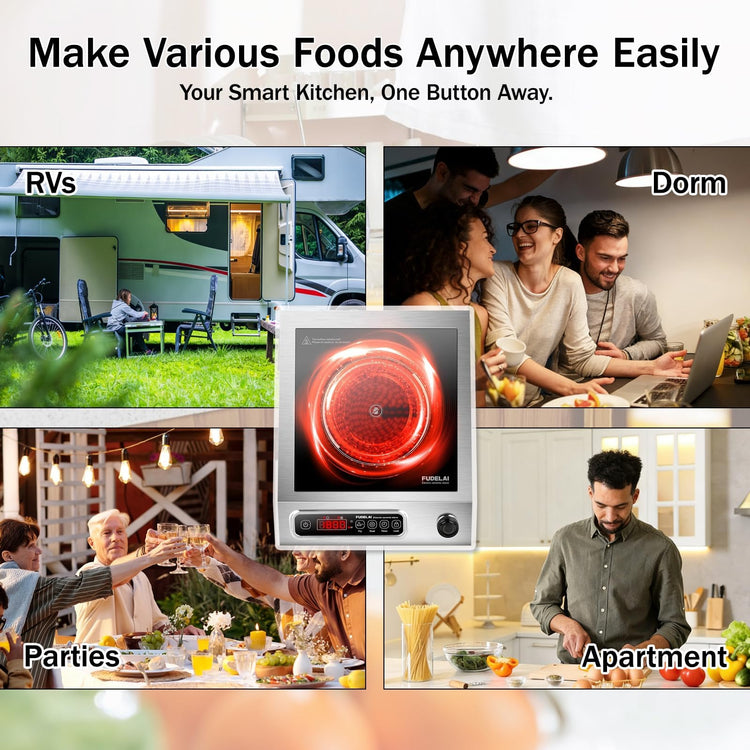 1800W Hot Plate Electric Induction Cooktop Portable Infrared Burner