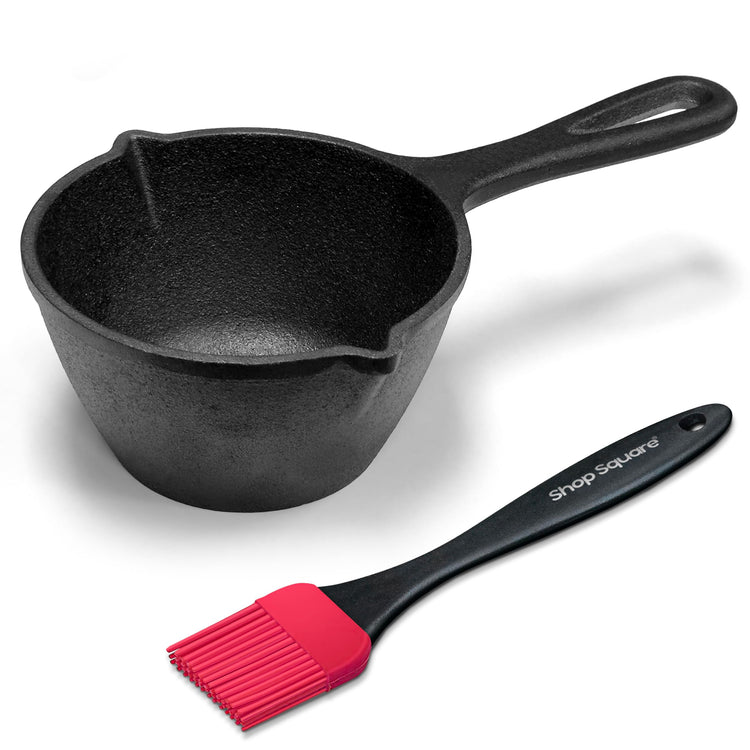 Small Cast Iron Basting Pot with Silicone BBQ Brush