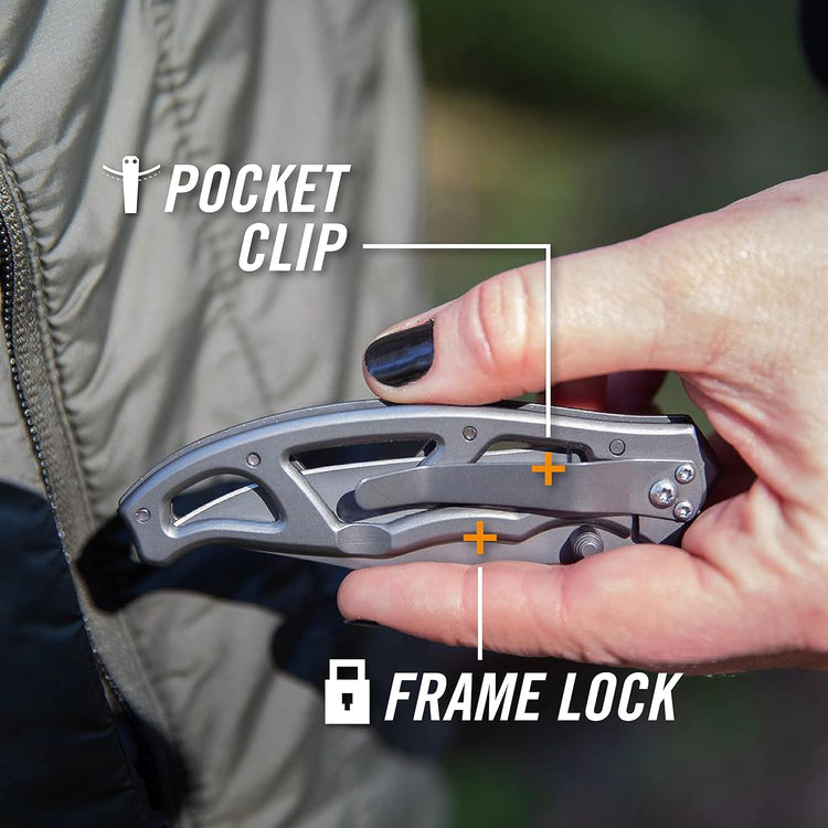 Gerber Gear Paraframe EDC Folding Pocket Knife with Safety Lock for Everyday Carry, Gifts for Men