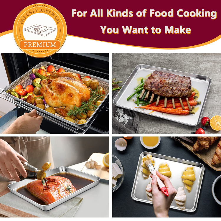 16 + 12.5 + 9 Inch Baking Sheet Pan and Cooking Rack