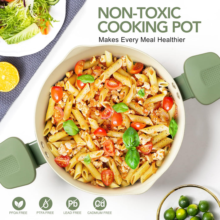6 Qt Ceramic Nonstick Pasta Pot with Strainer Lid