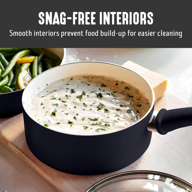 2.5QT Ceramic Nonstick Saucepan with Glass Lid