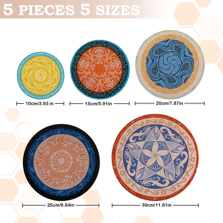 5Pcs Reusable Beeswax Elastic Bowl Covers for Bread Proofing and Food Cover (5 Count)