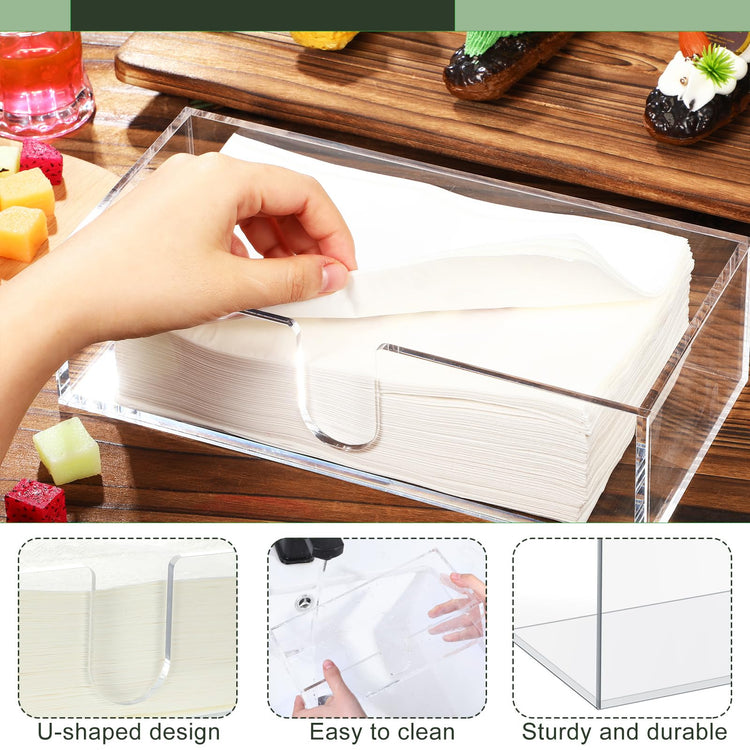 2 Pcs Paper Napkins Holder Fold Paper Towel Dispenser Height 2.75 Inch Acrylic Multifold Towel Dispenser for Guest Z Fold Disposable Countertop Holder Small Size (2 Count)