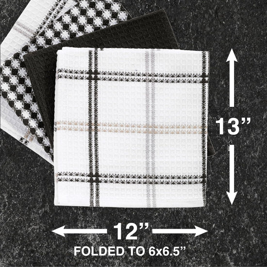 T-FAL Premium Waffle Dish Cloths: Highly Absorbent, Super Soft Long Lasting - 100% Cotton, 12"x13" Flat Waffle Dish Towel for Cleaning & Drying Dishes, (4-Pack), Neutral - Nestoria