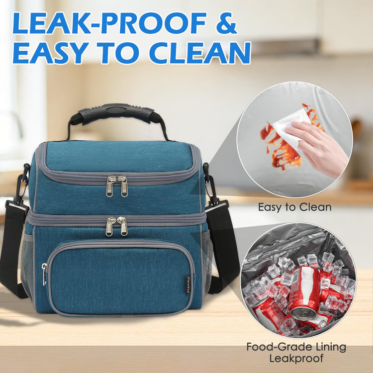 Double Layer Cooler Insulated Lunch Bag Adult Lunch Box Large Tote Bag for Men (2 Count)
