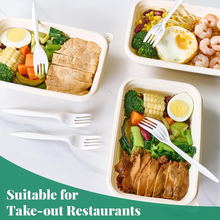 FOCUSLINE 1000 Count White Plastic Forks, Disposable Forks Bulk, Heat Resistant Plastic Silverware for Take out Restaurants, Family Gatherings, Outdoor Activities