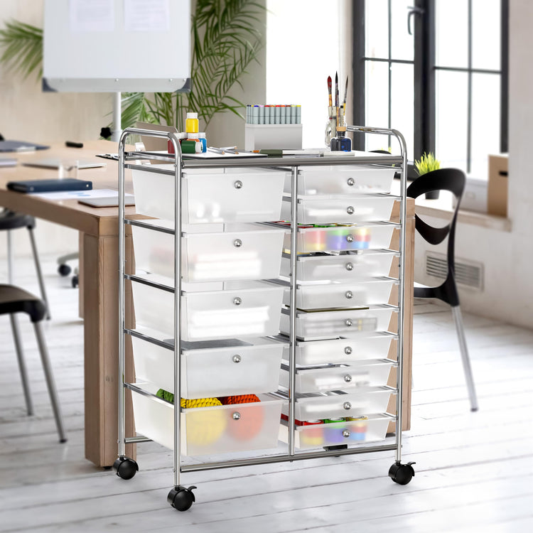 15 Drawers Rolling Utility Cart Art Craft Storage