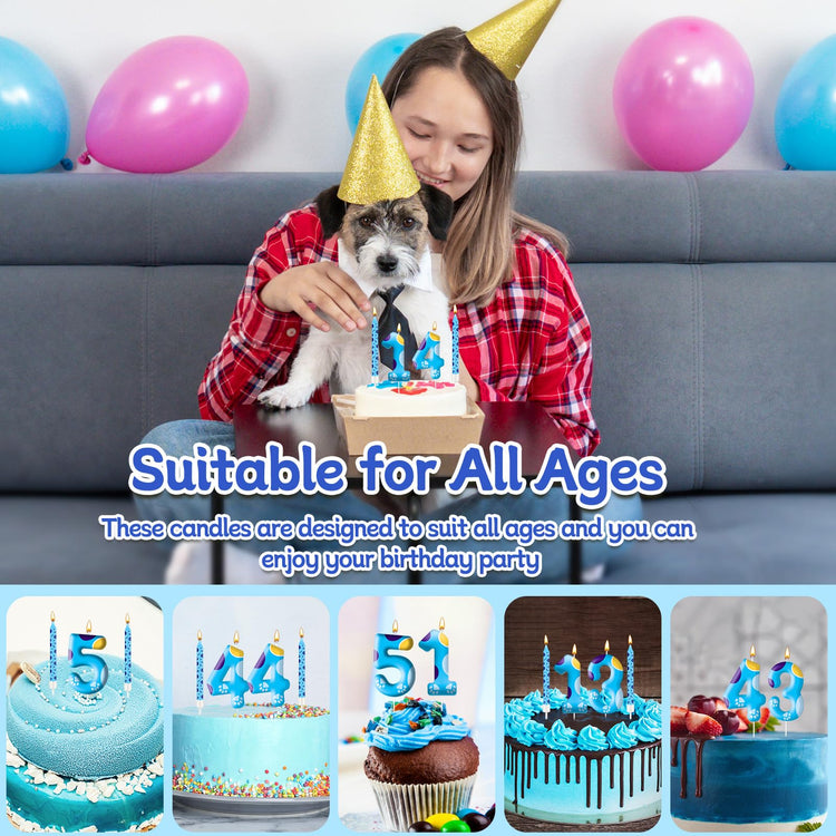 13PCS Blue Dog Paw Birthday Candles Set Cake Topper Numeral Birthday Candles for Boy Girl Dog Paw Decoration (13 Count)