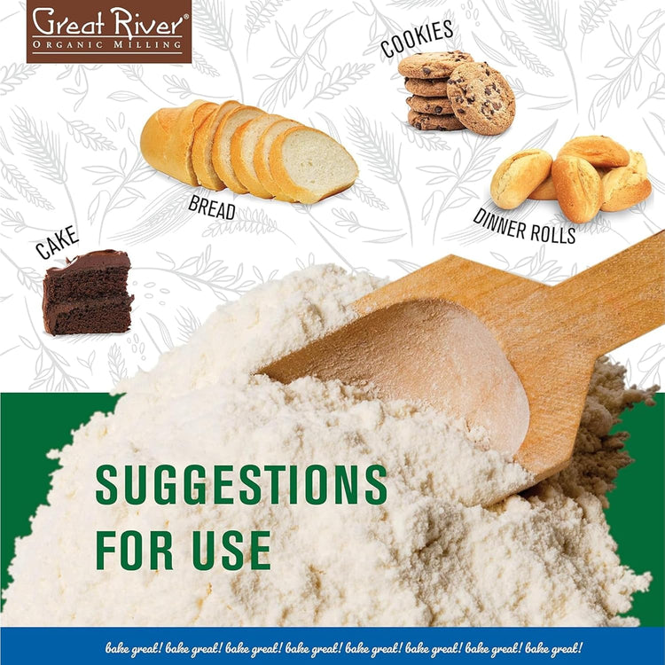Great River Organic Milling Lily White Organic All-Purpose Flour | Unbleached & Unbromated | Non-GMO, Kosher | Ideal for Bread, Cookies, Cakes, Pizza Dough & Everyday Baking | 50 Lb - Nestoria