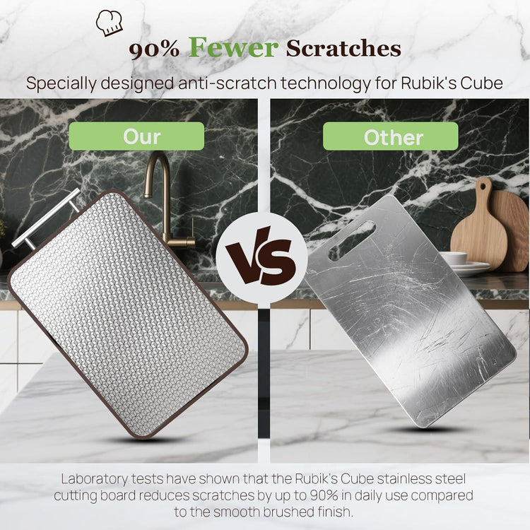 Double Sided Stainless Steel and Ebony Cutting Board