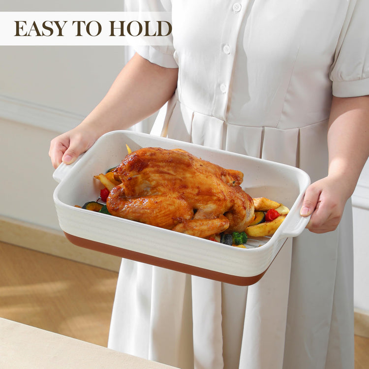 Large 9x13 Ceramic Baking Dish with Rack