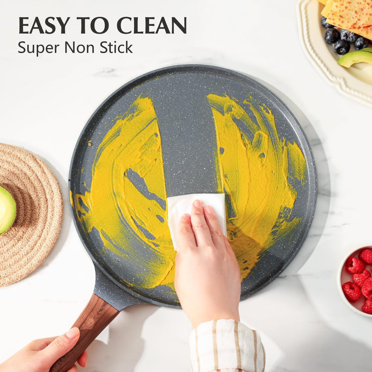12 Inch Nonstick Crepe Pan Granite Coating Pancake Pan Gray