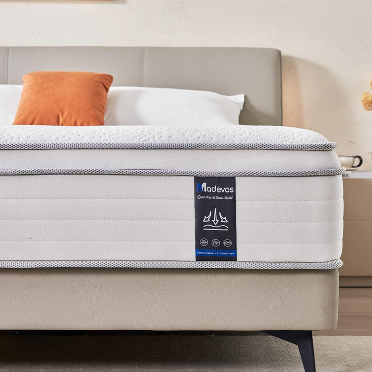 Full Size Mattress, 12 Inch Hybrid Mattress in a Box, Memory Foam and Individual Pocket Springs, Fiberglass Free, Soft and Breathable, Medium Firm Feel - Nestoria