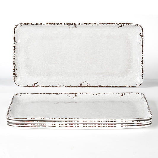 4 Pack 14" x 7" White Serving platter Set (4 Count)