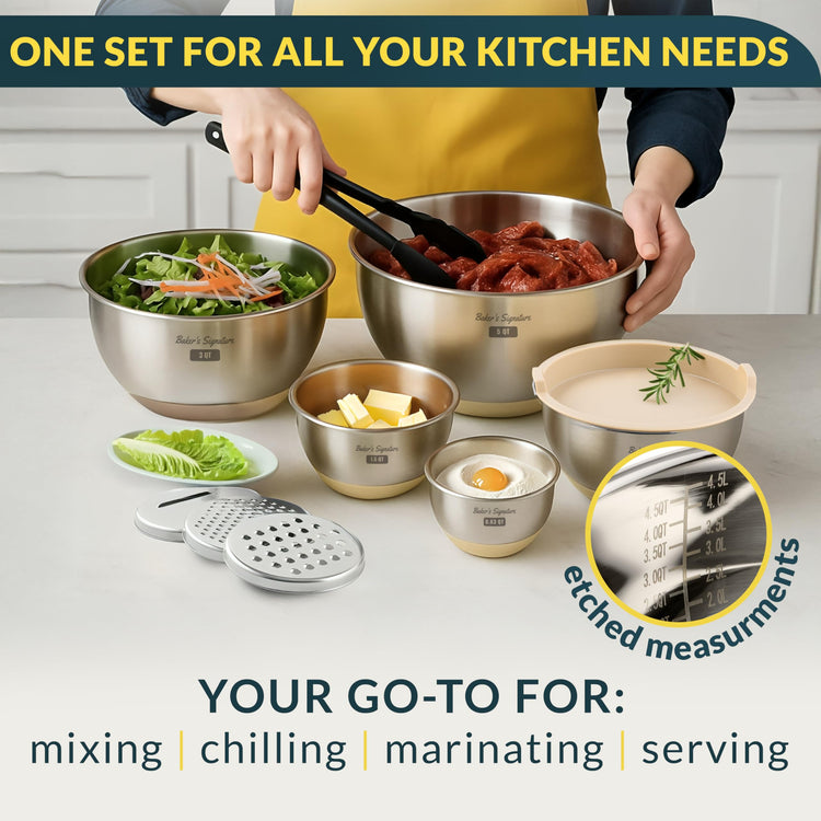 Stainless Steel Mixing Bowls with Lids Set (5 Count)