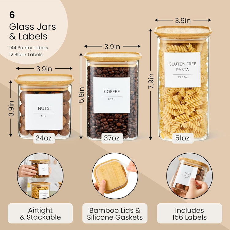 Square Glass Food Storage Containers (6 Count)