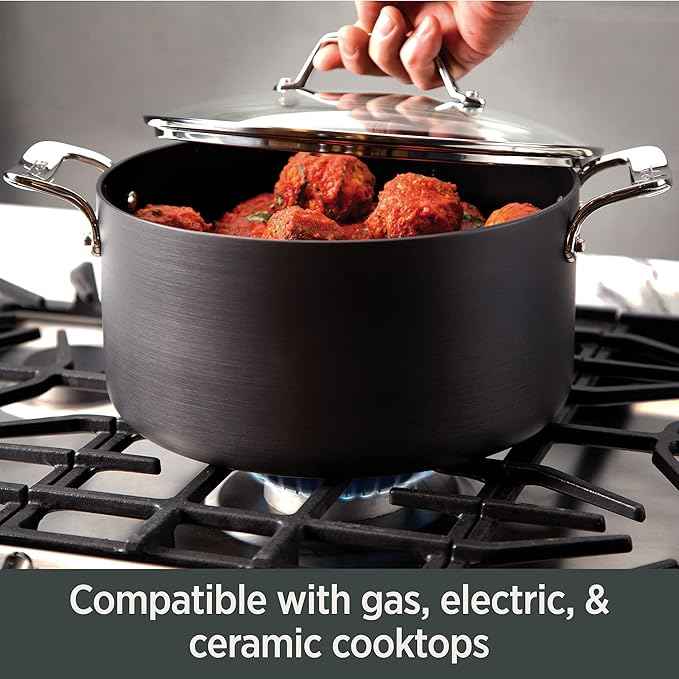 All-Clad Essentials Hard Anodized Nonstick Sauce Pan Set 4 Piece, 8, 10.25 Inch, 4 Quart Oven Broiler Safe 500F Pots and Pans, Cookware Black