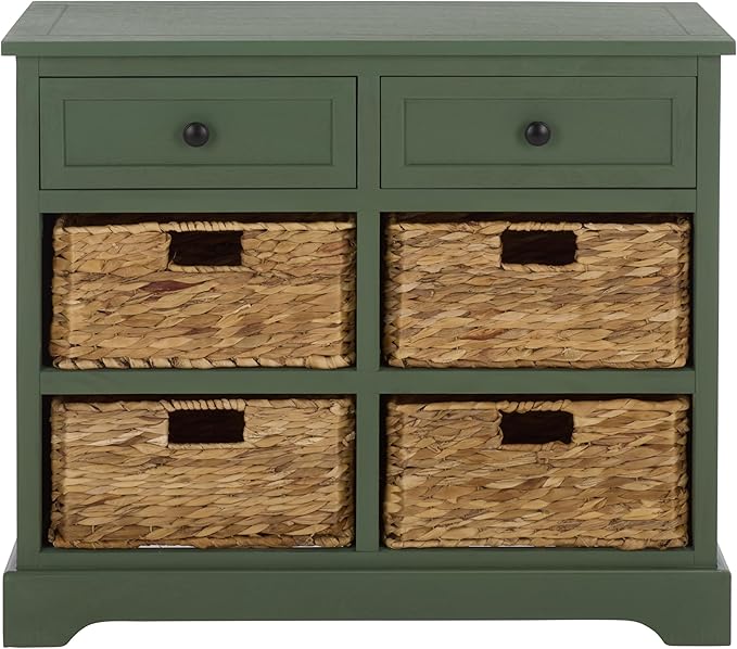 SAFAVIEH Home Collection – Herman Storage Unit, 2-Drawer 4-Basket Mixed-Material Organizer, Fully Assembled (AMH5702L)