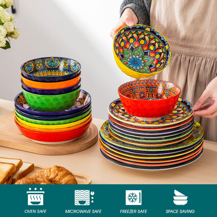 24 Pieces Plates and Bowls Set (24 Count)