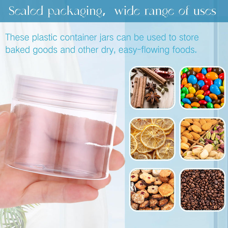 6 Pack Plastic Container with Lids Small Jars Wide Mouth Round Airtight Leak Proof Container for Travel Storage (6 Count)