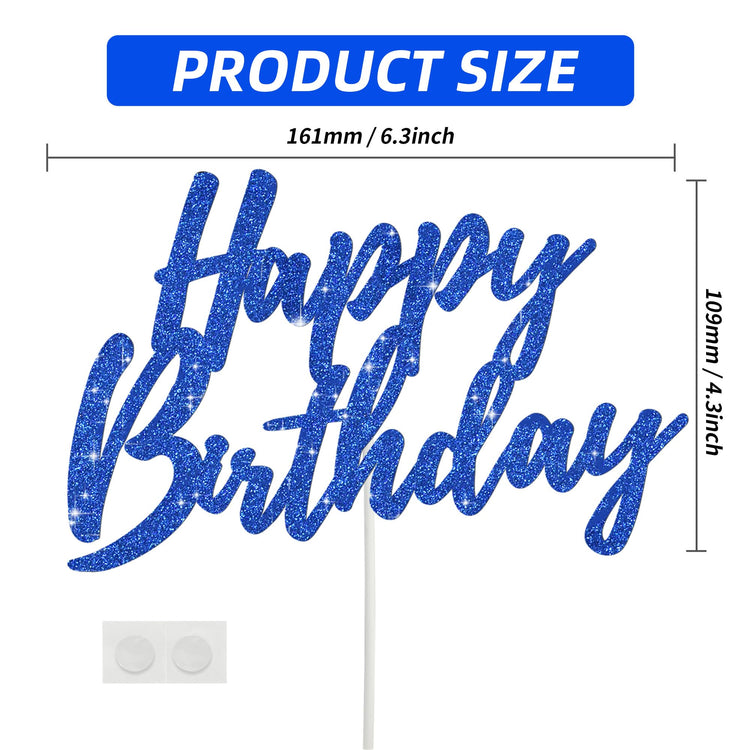 Happy Birthday Cake Toppers Dark Blue Glitter Birthday Cake Decoration Cake Baking Supplies 18th 30th 40th Birthday Cake Toppers For Boys Girls Men Women Birthday Party Photo Booth Props