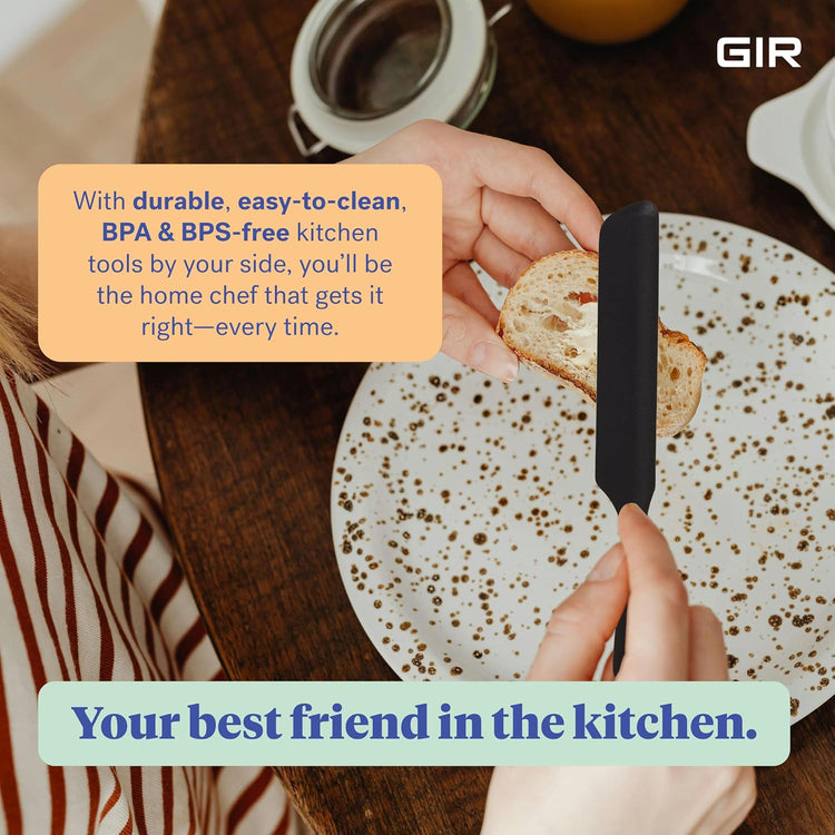 GIR: Get It Right Silicone Spreader Spatula - Silicone Butter Spreader - Food Grade Scraper - BPA & BPS Free - Baking Supplies - Home & Kitchen Gadgets - 10" x 1.10" - Black
