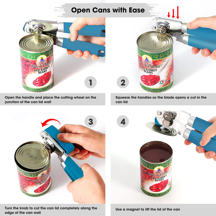 Heavy Duty Hand Can Opener Manual with Magnet Lid Remover