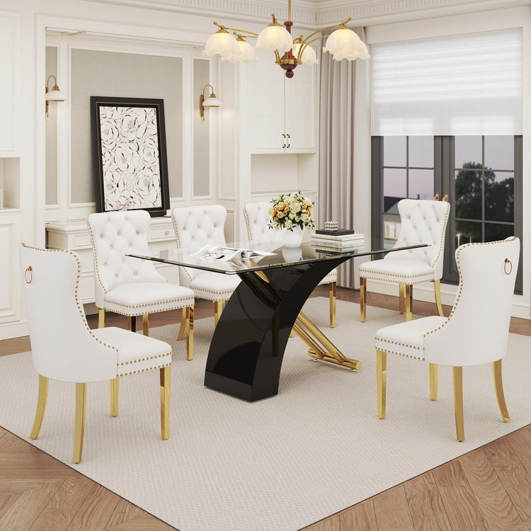 7 Piece Glass Dining Table Set for 6