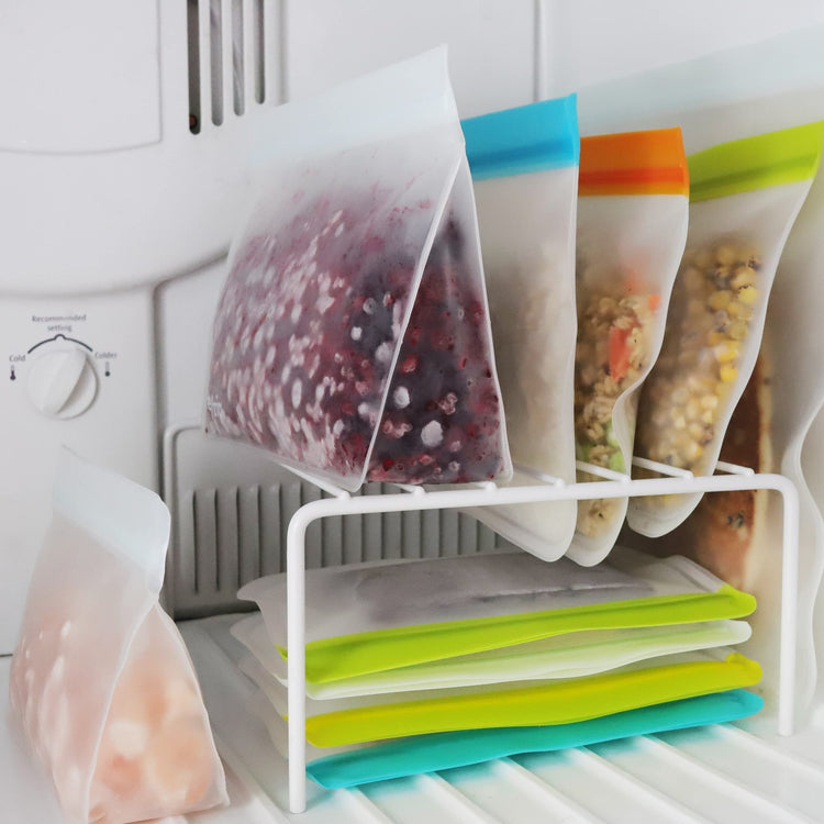 re) zip 3-Piece Stand-Up Reusable Bag Kit | BPA-Free, Food Grade, Leakproof, Freezer and Dishwasher Safe | Quart (1), 2-Cup (1), Snack (1) | Aqua