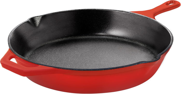 Utopia Kitchen Cast Iron Frying Pan 6.5 Inch, Cast Iron Chefs Pan, Pre Seasoned Skillet, Safe Grill Cookware for Indoor & Outdoor Use, Red - Nestoria