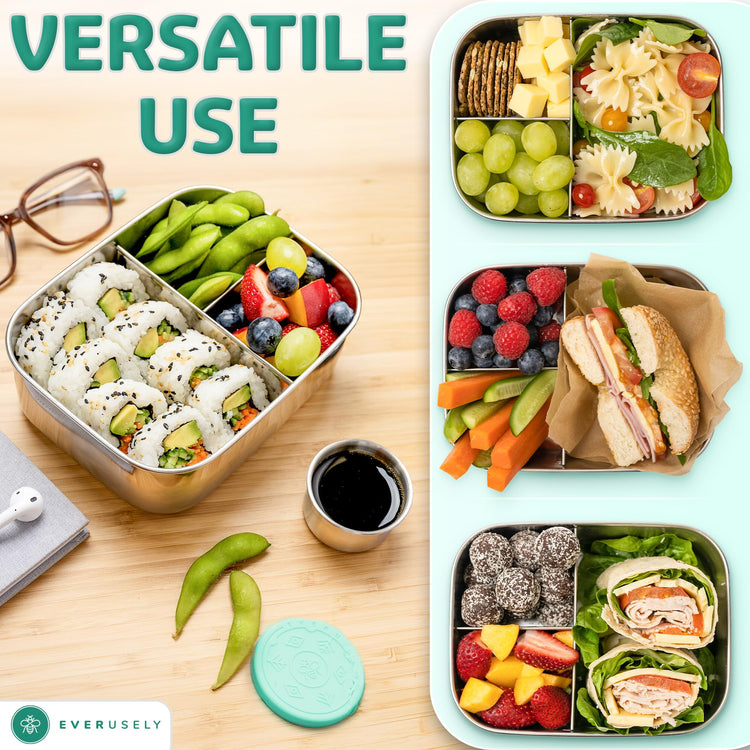 Stainless Steel Bento Box + Condiment Container