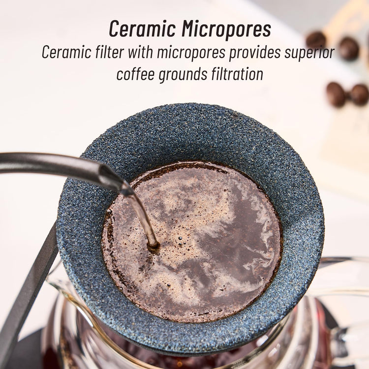 Ceramic Pour Over Coffee Dripper Set with Stand for 1 Cup Brewing