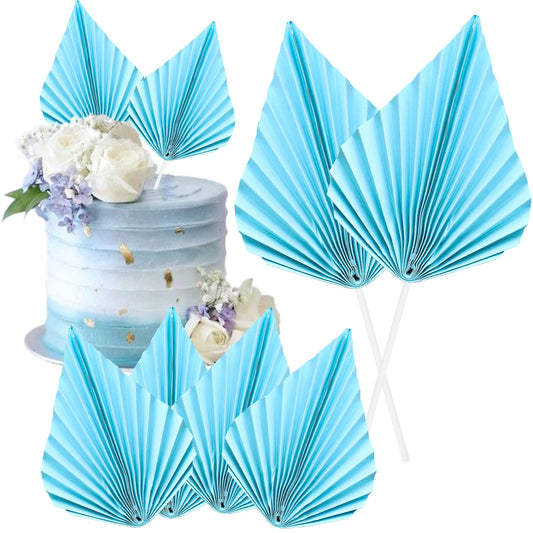 6pcs Paper Palm Fan Cake Toppers (6 Count)