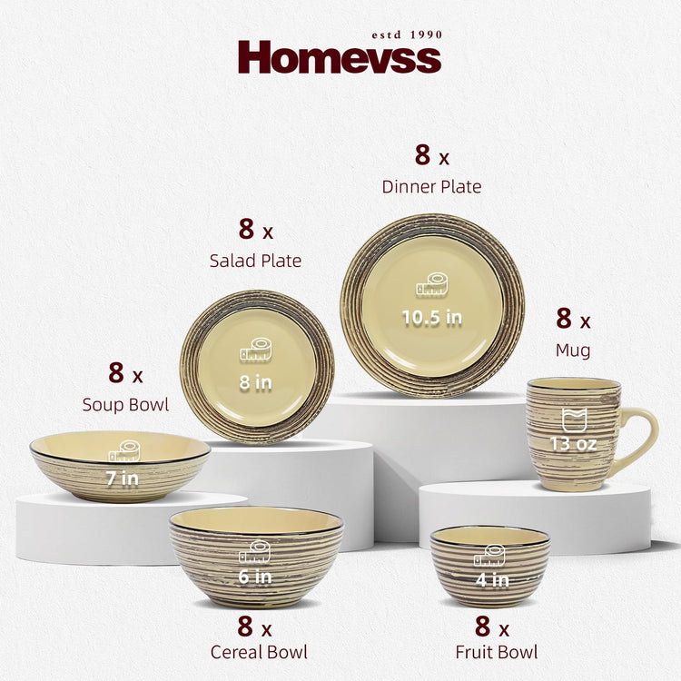 HomeVss 48 Piece Dinnerware Set