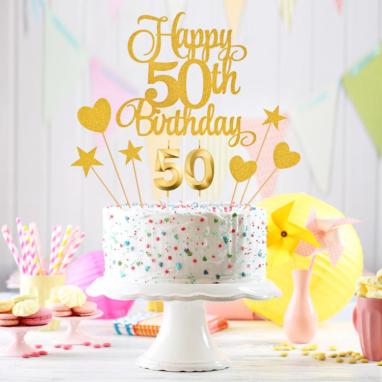 50th Birthday Cake Decorations (9 Count)
