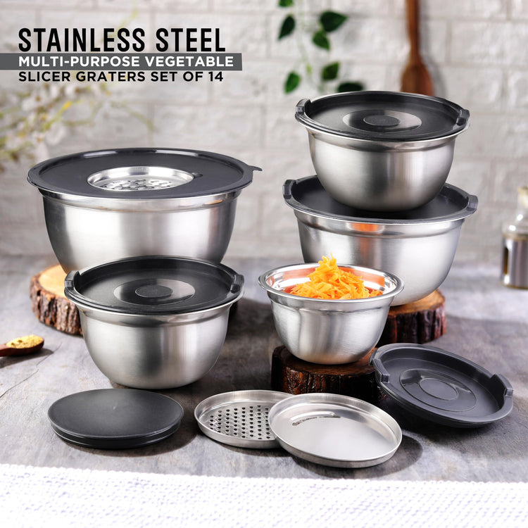 Premium Brushed Stainless Steel Mixing Bowls Sets (5 Count)