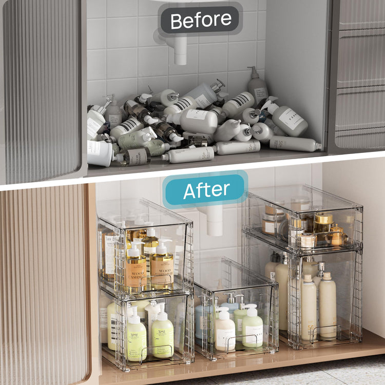 3 Pack Clear Stackable Storage Drawers (3 Count)