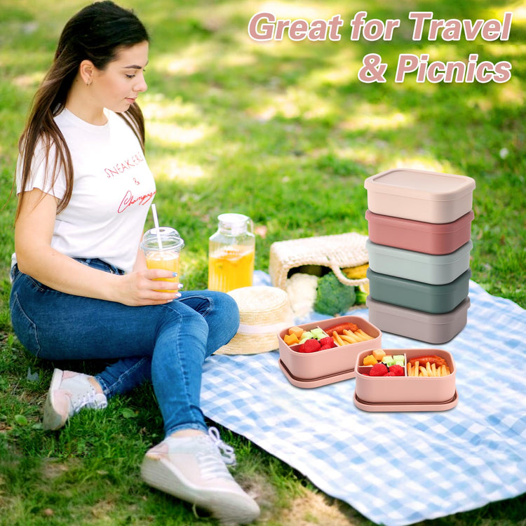 6 Pcs Bright Silicone Bento Boxes (6 Count)