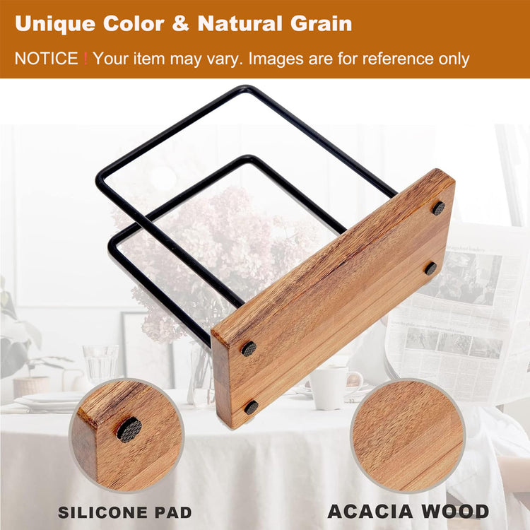 Acacia Wood Napkins Holder with Metal Wire