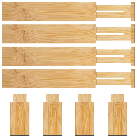 4 Pack Bamboo Drawer Dividers Organizer with Inserts 2.6'' High (4 Count)