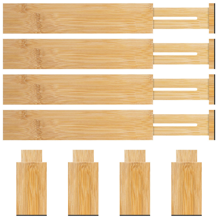 4 Pack Bamboo Drawer Dividers Organizer with Inserts 2.6'' High (4 Count)