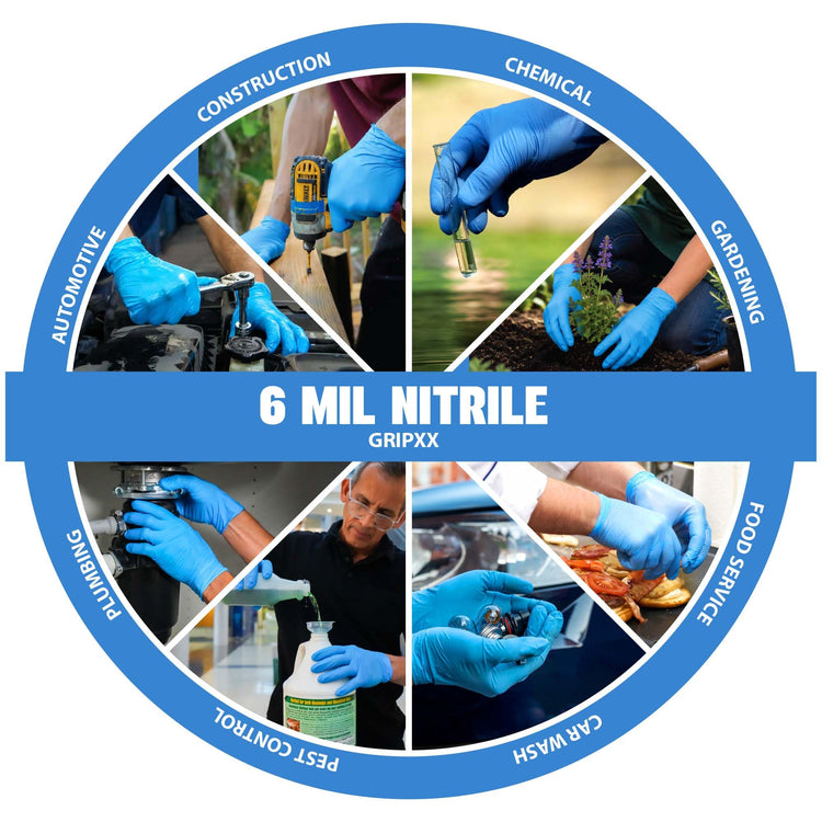 Heavy Duty 6 Mil Blue Nitrile Gloves Disposable Latex & Powder Free (100 Count)